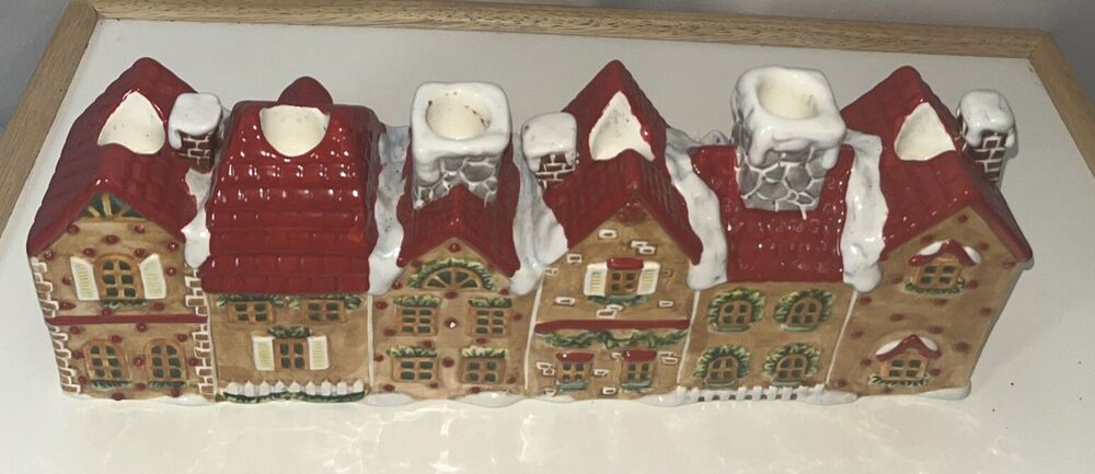 12 Century Christmas House Bilding Candle Holder Unbranded